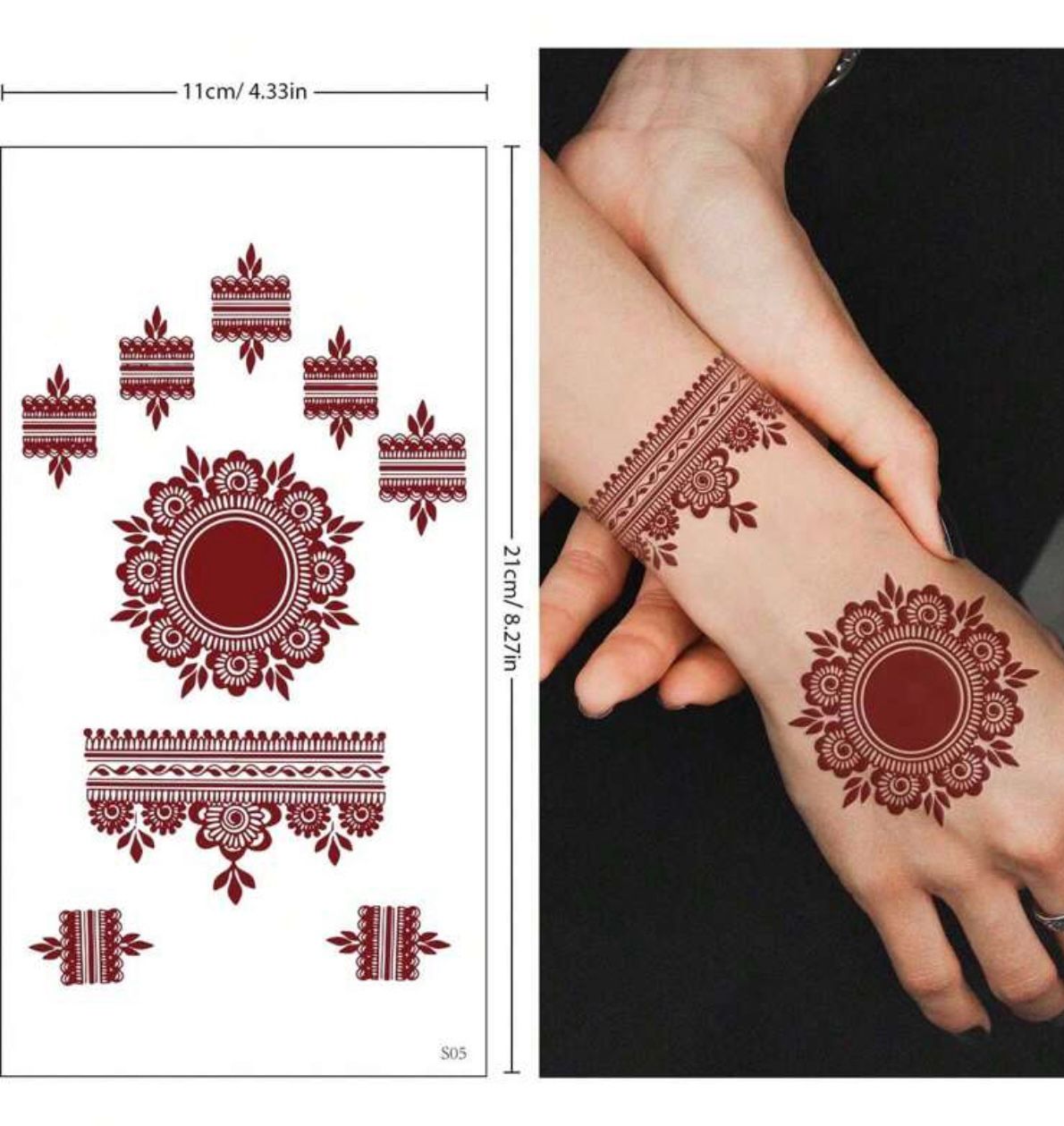 Henné rouge semi permanant tatouages mains et corps